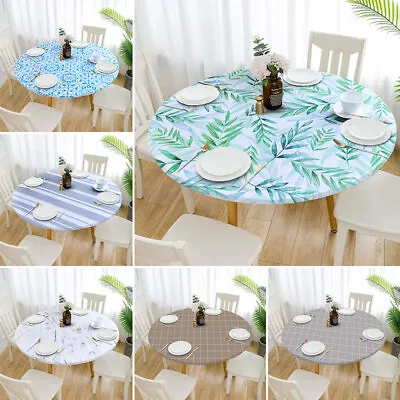 Waterproof Fitted Round Tablecloth Table Cover Cloth Elastic Protector Cover • $10.76