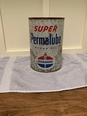 $60 • Buy Vintage Rare Standard Super Permalube Motor Oil Can 5qt Quart 