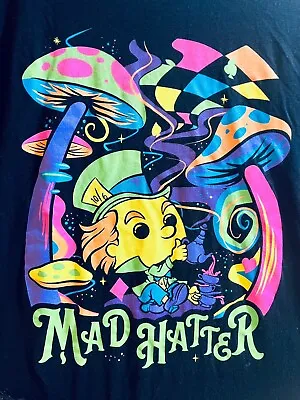 Alice In Wonderland - Mad Hatter Blacklight Pop! Tees Unisex Black T-Shirt • £18.59