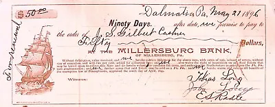 Dalmation PA Millersburg Bank Check 1896 • $29.99