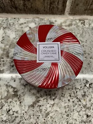 New Voluspa Crushed Candy Cane Candle 12 Oz Tin 3-Wick - Free Shipping • $25