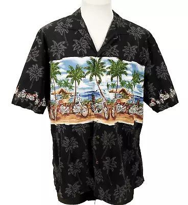 KY's Hawaiian Shirt Mens XL Short Sleeve Floral Motorcycles • $12.99