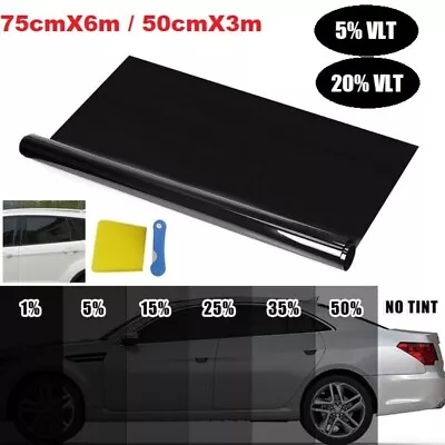 5% 20% VLT Window Tint Film Black Roll 50cm X 3m/75cm X 6m Car Auto Home House  • $13.89