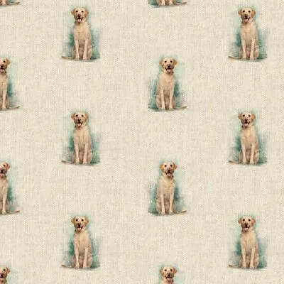 All Over Labradors Natural Linen-Look 100% Cotton Fabric 140cm 54  Wide Craft • £11.98