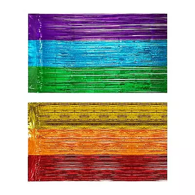 Mardi Gras Metallic Foil Fringe Curtains Foil Streamers Carnivals Rain Curtains • £9.43