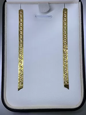 22ct Yellow Gold Chunky Drop Dangle Long Earrings Indian Fine Wedding Ceremony • £350