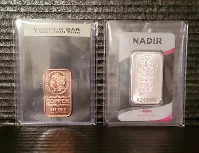 Nadir Metal Rafineri 1 Oz 999.0 Silver Bar.    1 Oz Copper Bar Included!! • $31.50