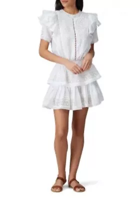 Maia Bergman Ruffle Sleeve Mini Dress  White  Size  L • $65