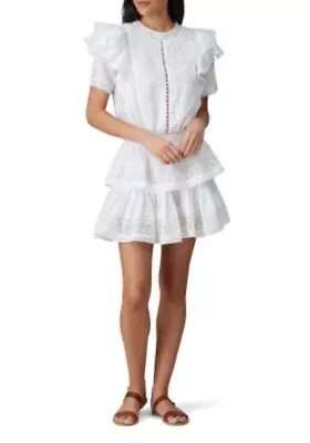 Maia Bergman Ruffle Sleeve Mini Dress  White  Size S • $65