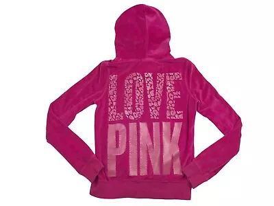 Victoria's Secret Pink Womens Medium Velour Leopard Full Zip Hoodie Jacket (N5) • $27.75