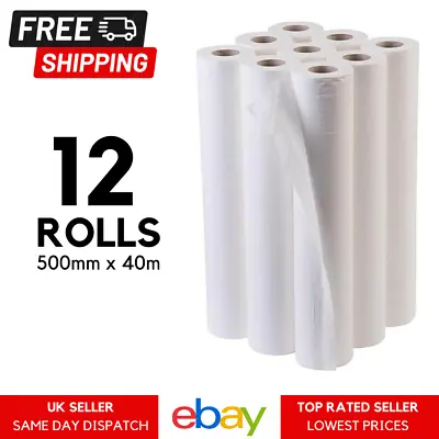 12 X Massage Paper Couch Rolls 20  Table Bed Cover Paper Hygiene Rolls 40m White • £30.99