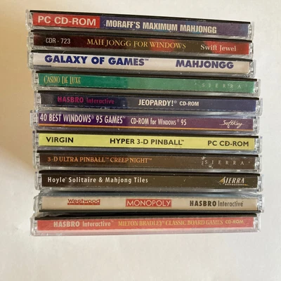 $14 • Buy Lot Of CD Games For Windows Mahjong Monopoly Solitaire Pinball Jeopardy Casino