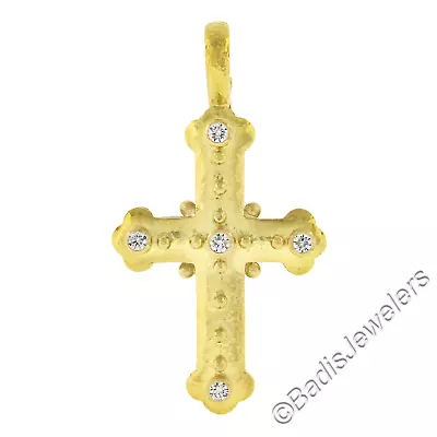 Elizabeth Locke 19k Gold 0.51ctw Diamond Byzantine Cross Enhancer Pendant • $3188