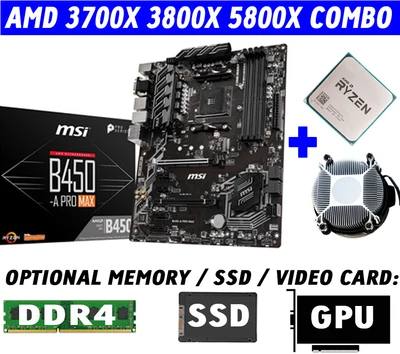 $277.96 • Buy AMD RYZEN 7 5800X 3800X 3700X CPU+MSI B450-A PRO MAX Motherboard+DDR4+SSD COMBO