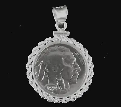 Coin Pendant Vintage Indian Head Nickel Sterling Silver Rope Bezel Soldered Bail • $59.95