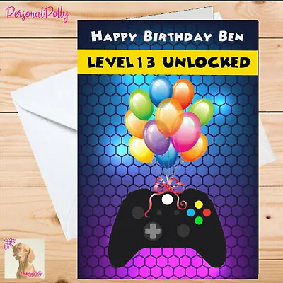 Personalised Xbox Card Controller Birthday PS4 Gaming Gamer Level Up • £2.92