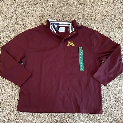 Minnesota Golden Gophers XL Pullover Logo 1/4 Button Mens Jacket Long Sleeve NWT • $27.99