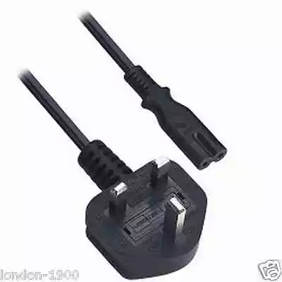 £4.87 • Buy 2 METER FIGURE OF 8 POWER CABLE LEAD C7  UK Plug British High Quality Cable