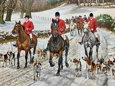 £1200 • Buy Winters Horse Hunt Original Oil Painting By British Artist R.L.Harvey 1888-1973