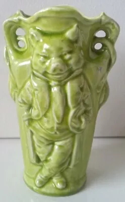 Pretty/Old Majolica Vase With A Smiling Pig • $69.95