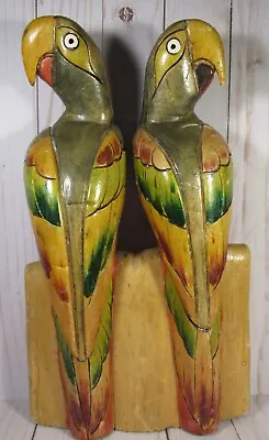 Parrots Balsa Wood 14  Carved Hand Made & Painted Caribbean Tiki (read Descrip). • $29.77