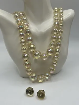 VTG Iridescent Lucite Soap Bubble Graduated 2- Strand Bead Necklace Earrings SET • $35.70
