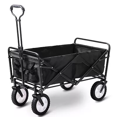 £59.99 • Buy Heavy Duty Foldable Folding Garden Trolley Cart Wagon Truck 4 Wheels 150KG Black