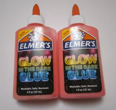 Elmer's 5oz. Pink Glow-in-the-Dark Washable Liquid Glue Great4Slime [2 Bottles] • $10
