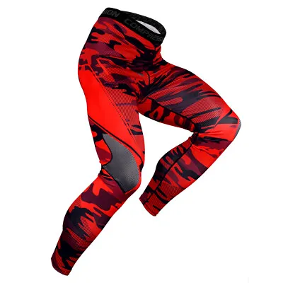 Mens Compression Base Layer T-shirt Legging Fitness Gym Quick Dry Tight Fit Camo • $13.99