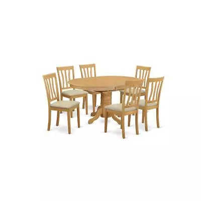 AVAT7-OAK-C 7 Pc Dinette Table Set - Kitchen Dinette Table And 6 Dining Chairs • $779.77