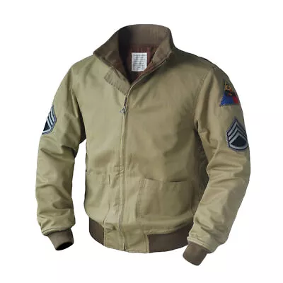 Men's Fury Brad Pitt Tanker WW2 Khaki Colour Cotton Bomber Jacket • $69.99