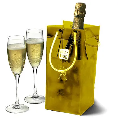 Ice Bag Gold - Ice Wine Bag Wine Tote Bag Wine Carrier Wine Cooler Bag • £5.32