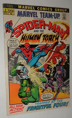 Marvel Team Up #2 Spider-man  Human Torch  1972 Frightful 4 F/vf But Staple Pull • $30.80