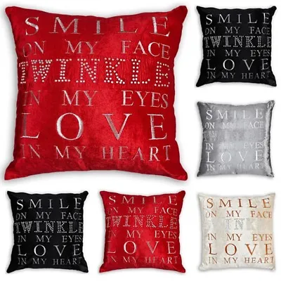 TWINKLE LOVE Crystal Sparkle Velvet Feel Cushion Covers Or Filled Cushions • £4.99