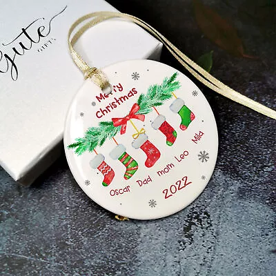 Personalised Christmas Bauble Tree Decoration Ceramic Family Xmas Gift Stockings • £6.99