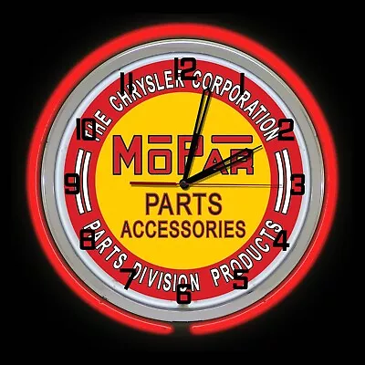 19  MOPAR Parts & Accessories Sign Double Neon Clock Dodge Plymouth Ram Chrysler • $169.99