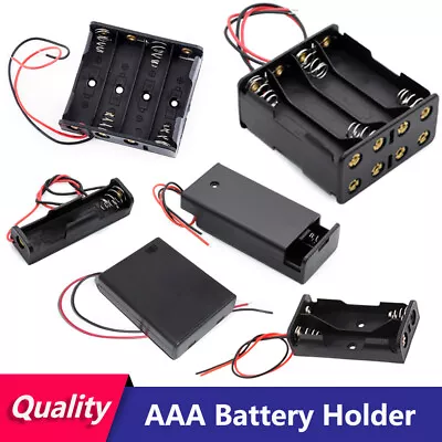 1 2 3 4 6 8 X AAA Battery Holder OPen / Enclosed Cell Case Box With Wire Switch • $2.45