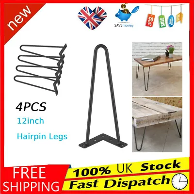 £11.27 • Buy 4 X Hairpin Table Legs Hair Pin Legs Set For Furniture Bench Desk Metal Steel