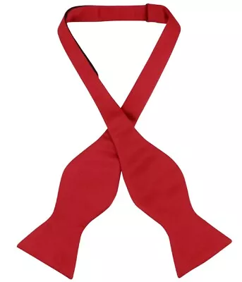 Vesuvio Napoli SELF TIE Bow Tie Solid RED Color Mens BowTie • $13.95