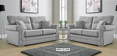 Grey High Quality Fabric Material 3 Seater + 2 Seater Sofa Suite LESTER • £1049