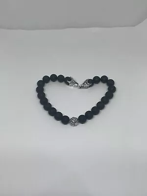 David Yurman Men’s925 Sterling Silver Black Onyx Spiritual Beads Bracelet W Wave • $160
