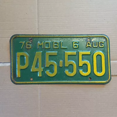 1976 Missouri License Plate -  P45 550  (yellow On Green) 76 MO BL 6 AUG • $12.50