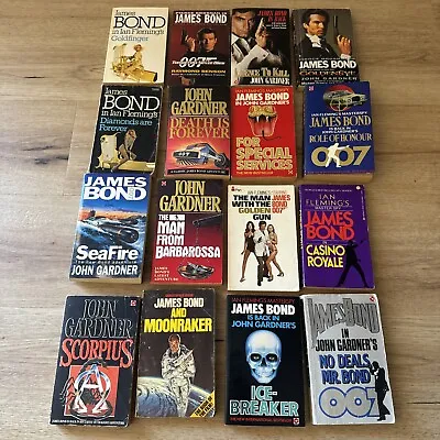 Vintage James Bond Books X 16 Paperback Ian Fleming John Gardner Collectible • $150