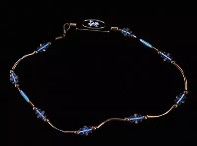 Atomic Ice Blue El Wire Light Up Neon Necklace Rave Glow Clear Bead Metal Tube • $12.99