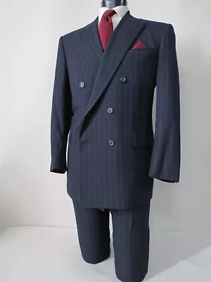 Brooks Brothers Golden Fleece Martin Greenfield Navy Bold Chalk Stripe Suit 44 R • $419