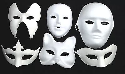 WHITE MASK PLAIN MASKS Masquerade Halloween Party Fancy Dress • £4.83