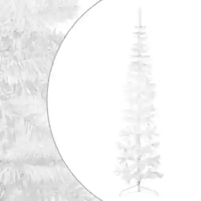 VidaXL Slim Artificial Half Christmas Tree Xmas Decor With Stand White 210cm • $46.22