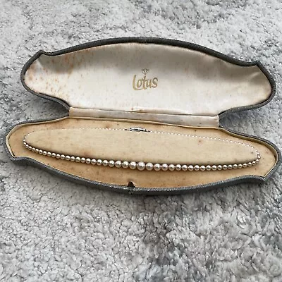 Vintage Lotus Single Strand Simulated Pearls Parrot Claw Clasp Original Box • £20