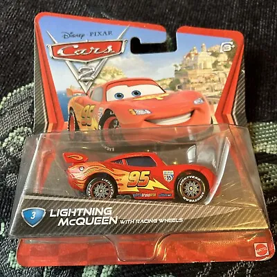 Disney Pxar Cars 2 Lightning McQueen W/ Racing Wheels #3 2010 Mattel Diecast NIP • $9.98