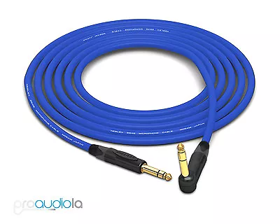 Mogami 2549 Cable | Neutrik Gold 90º TRS To 1/4  TRS | Blue 1.5 Feet 1.5 Ft. • $25.25